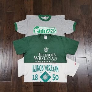 Lot of 3 Illinois Wesleyan University (IWU) Shirts Size Adult Medium